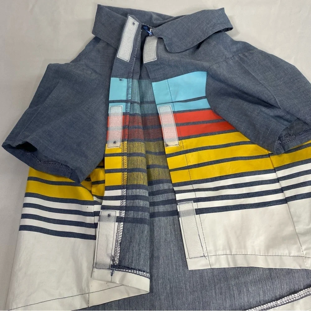 Top Paw Blue ,Red & Yello Striped Doggy Camp Shirt- X-Large